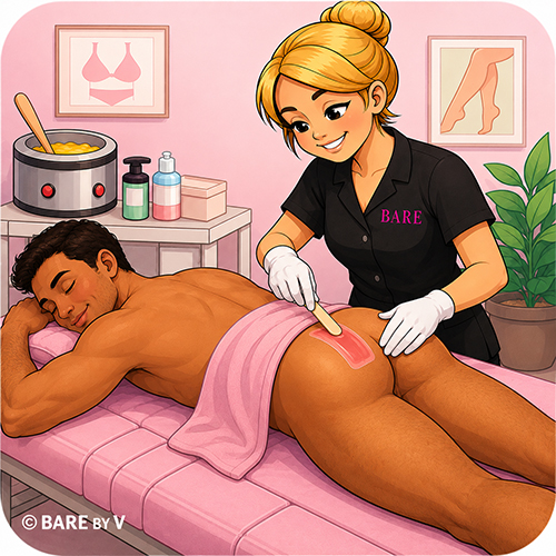 Butt cheeks waxing service in Rochester NY at Bare By V