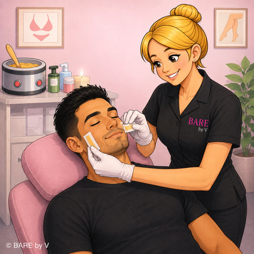 Signature Full Face Sculpture waxing for men in Rochester NY at Bare By V