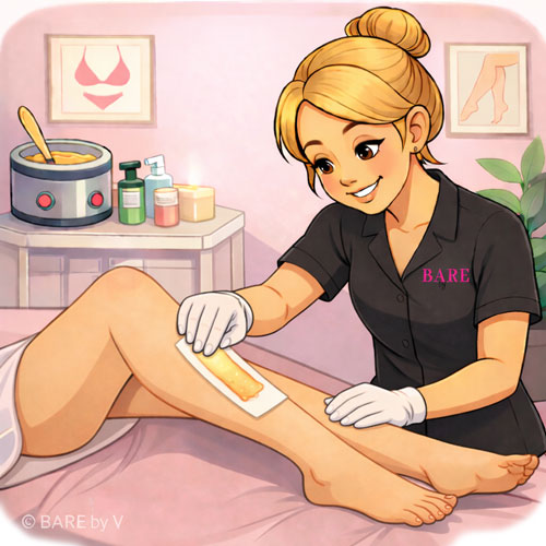 Lower leg waxing service in Rochester NY at Bare By V