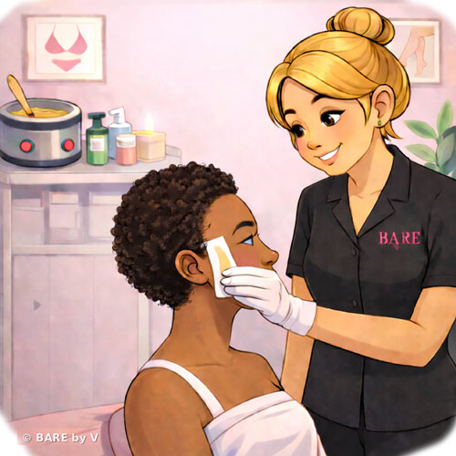 Sideburn waxing add-on in Rochester NY at Bare By V